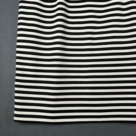 Antonio Melani 12 Black White Striped Round Neck 3/4 Sleeve Back Zip Dress - Picture 6 of 9